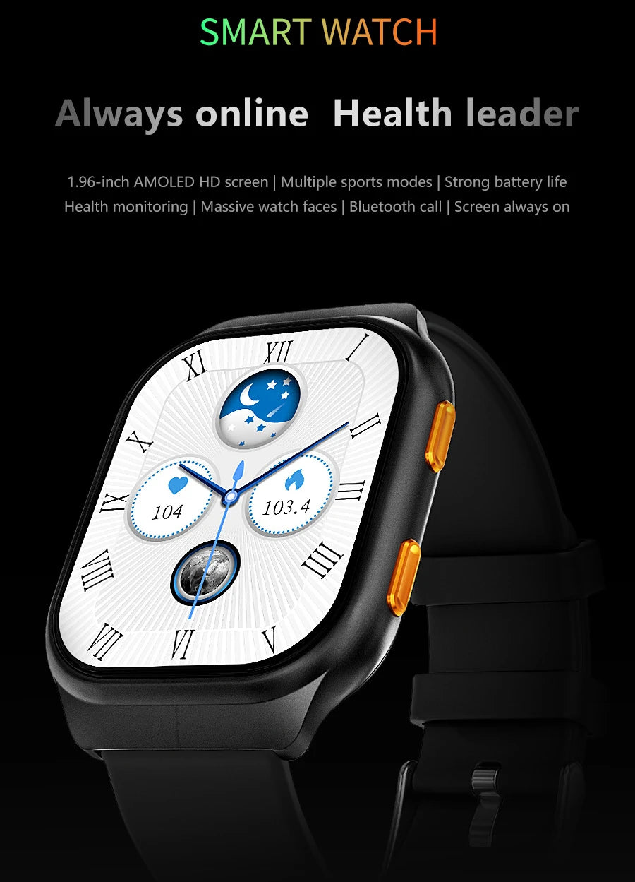 Multifunction Smart Watch AMOLED for Men Women Kids Message Remind Music Control Sport Step Calories Smartwatch Alarm Clock 2024