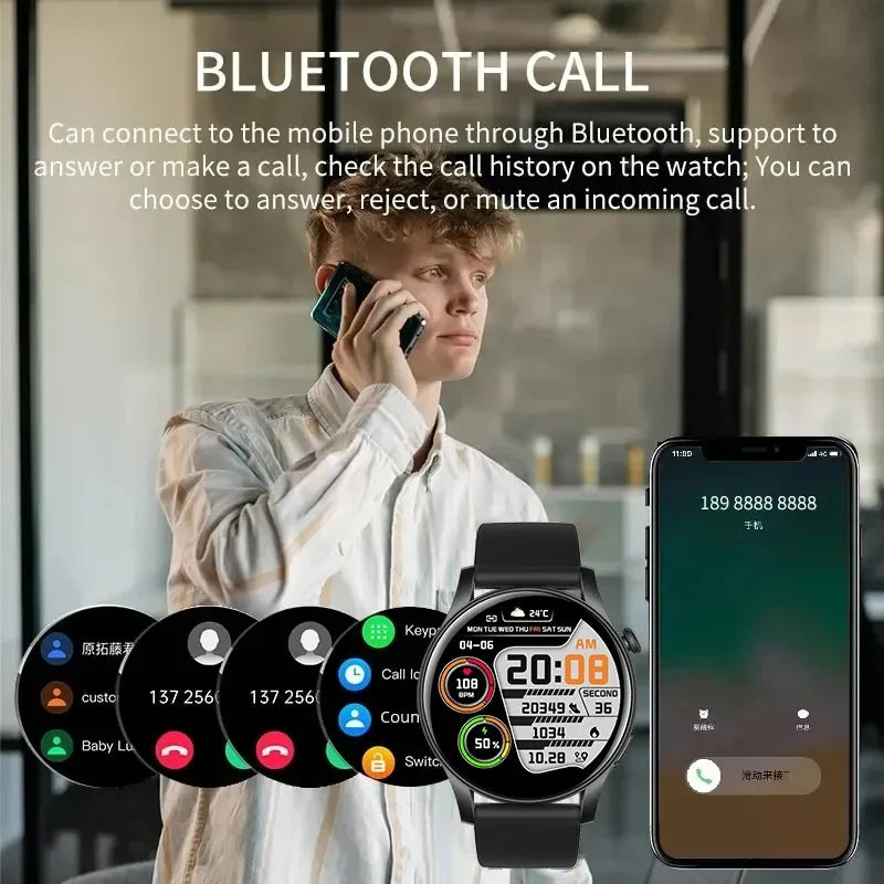 MAOYUAN 2024 New Bluetooth Call Smart Watch for Women and Men with Multi Sport Mode AMOLED Screen Waterproof Couple Smartwatch