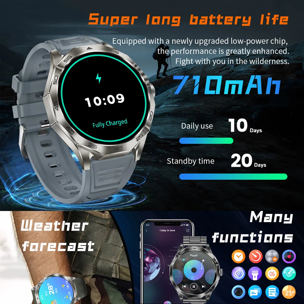 ChiBear 2024 Smart Watch Men 1.85 Inch Full Touch Screen 710 mAh Waterproof Sport Fitness Tracker Bluetooth Call Smartwatch