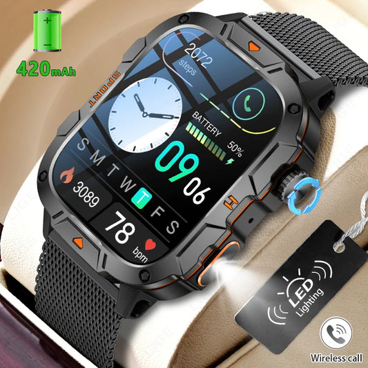 2024 For Xiaomi New Smart Watch Men Bluetooth Calling LED Flashlight Men Watch 420mAh Large Battery Health Monitor Smartwatch