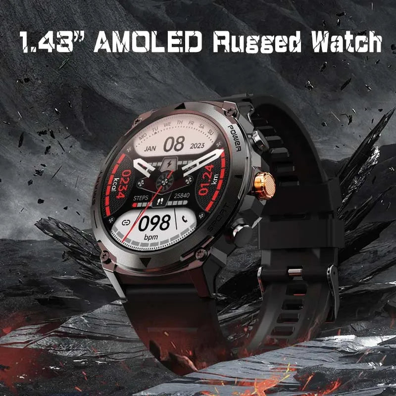 2024 New Men Smartwatch 1.43-inch 466*466 AMOLED HD Screen IP68 Waterproof Bluetooth Call 100+ dial Men Smartwatch For Huawei