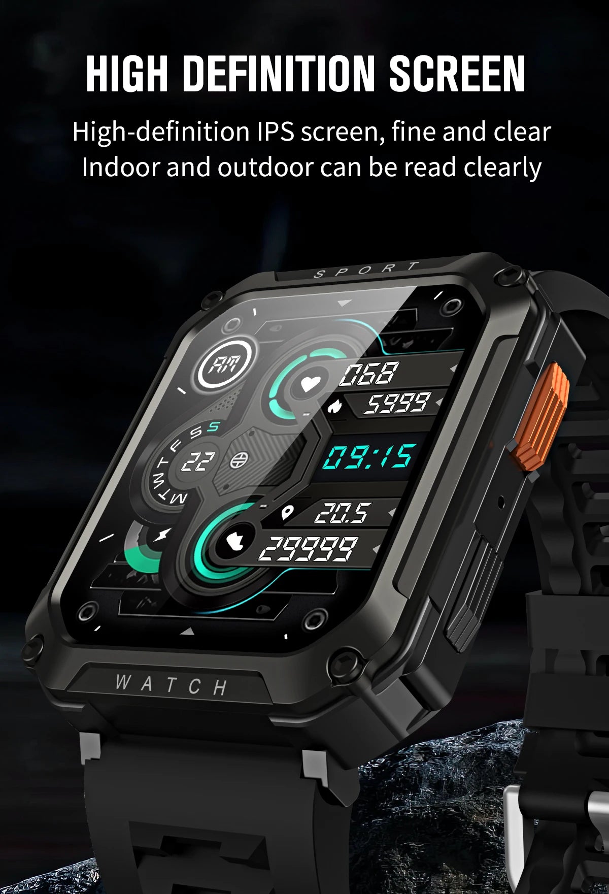 Men Smart Watch For Android IOS Fitness Watches IP67 Waterproof Military Healthy Monitor AI Voice Bluetooth Call Smartwatch 2024