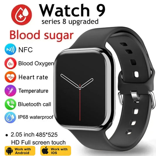 2024 Watch 9 Smart Watch Men BT Call NFC Always on Display Body Temperature Fitness Women Series 8 Smartwatch for Apple Android