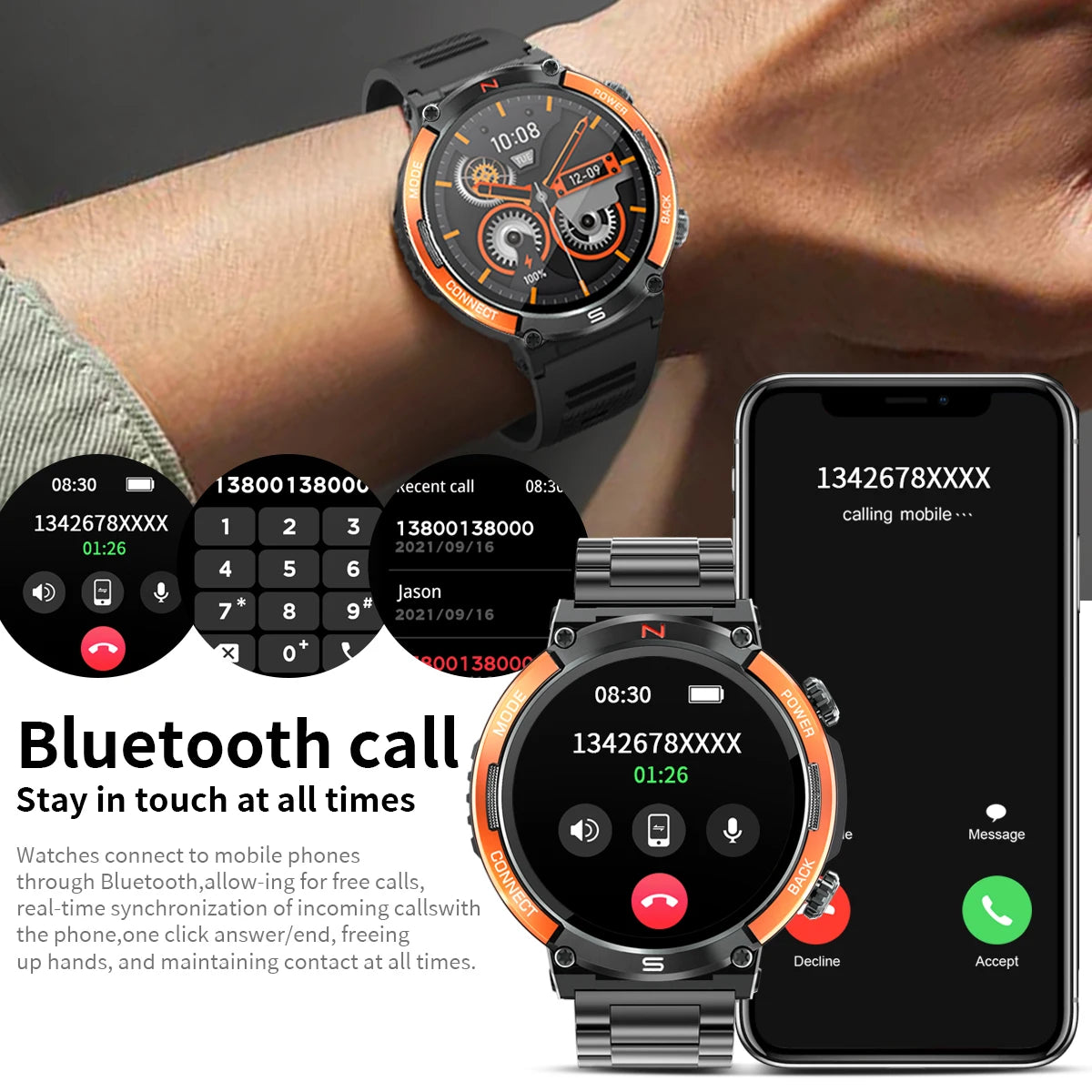 LIGE 2024 Newest Smart Watches Men Sport Digital Smartwatch I68 Waterproof Bluetooth Call Fitness Watch Wristwatches for Mens