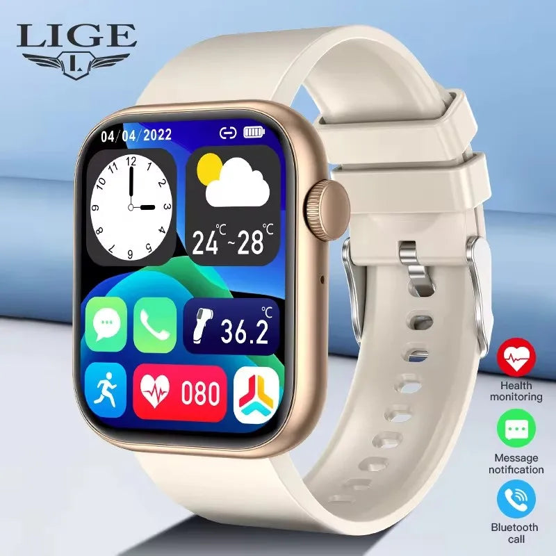 LIGE 2024 Smart Watch Women Full Touch Screen Bluetooth Call Waterproof Watches Men Fitness Tracker Smartwatch reloj inteligente