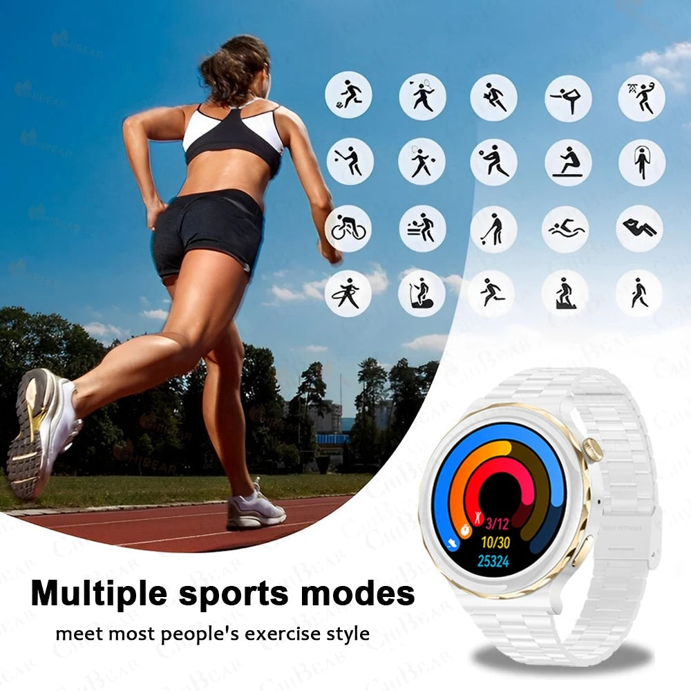 2024 New Fashion Smart Watch Women AMOLED HD Screen Heart Rate Bluetooth Call IP67 Waterproof Sport SmartWatch For Android IOS