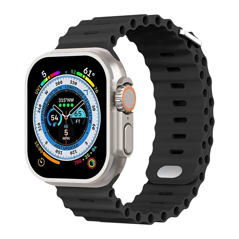 Ocean Silicone Band for Apple Watch Ultra 2 49mm 45mm 41mm 42mm 40mm Sport Bracelet iWatch Series Ultra 9 8 7 6 4 SE2 44mm Strap