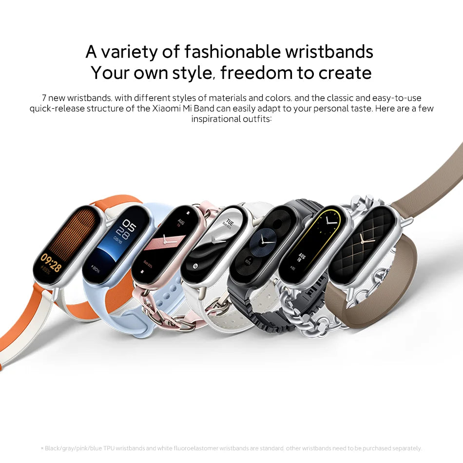 Global Version Xiaomi Smart Band 9 Mi Bracelet 8 Color AMOLED 1.62'' Screen Blood Oxygen Bluetooth 5.4 Miband Wrist Sport Watch