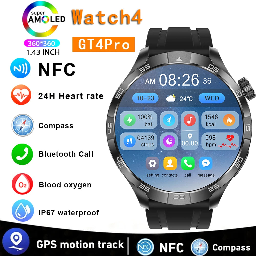 For HUAWEI GT Pro GPS NFC Smart Watch Men 1.85 Inch HD Screen Heart Rate Bluetooth Call Waterproof Sport SmartWatch Men 2024 New