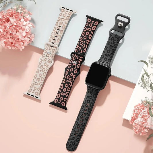 Strap For Apple Watch Band 40mm 44mm 42mm 45mm 41mm 49mm 38mm Silicone Engraved Correa Bracelet Series 8 9 7 SE 6 5 4 ultra 2 3