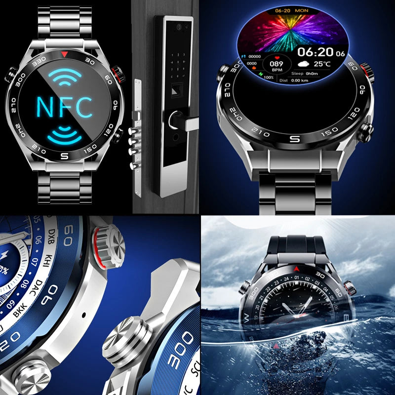 2024 New NFC ECG+PPG Bluetooth Call Smartwatch GPS Track Motion Bracelet Fitness Sport Watch For Huawei Ultimate Smart Watch Men