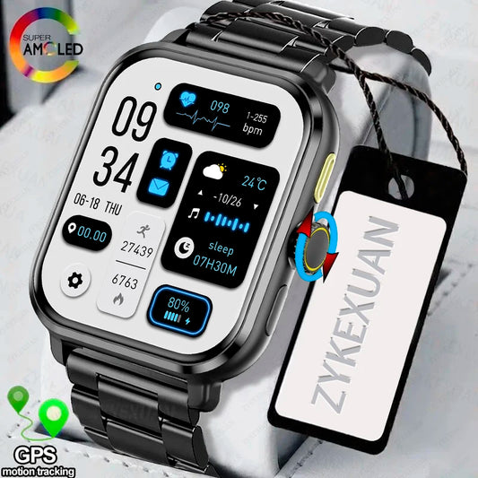 2024 New For Android AMOLED Smart Watch Men Blood Sugar Bluetooth Call GPS Sport Tracker IP68 Waterproof Women Smartwatch Clock