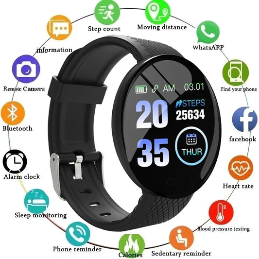 D18 Smart Watch Men Women Smartwatch Bracelet Heart Rate Blood Pressure Fitness Tracker Sport Smartband For IOS Android Y68 116