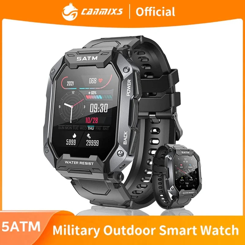 CanMixs C20 Military New Smart Watch Men IP68 5ATM Outdoor Sports Fitness Tracker 24H Health Monitor 1.71inch Smartwatch