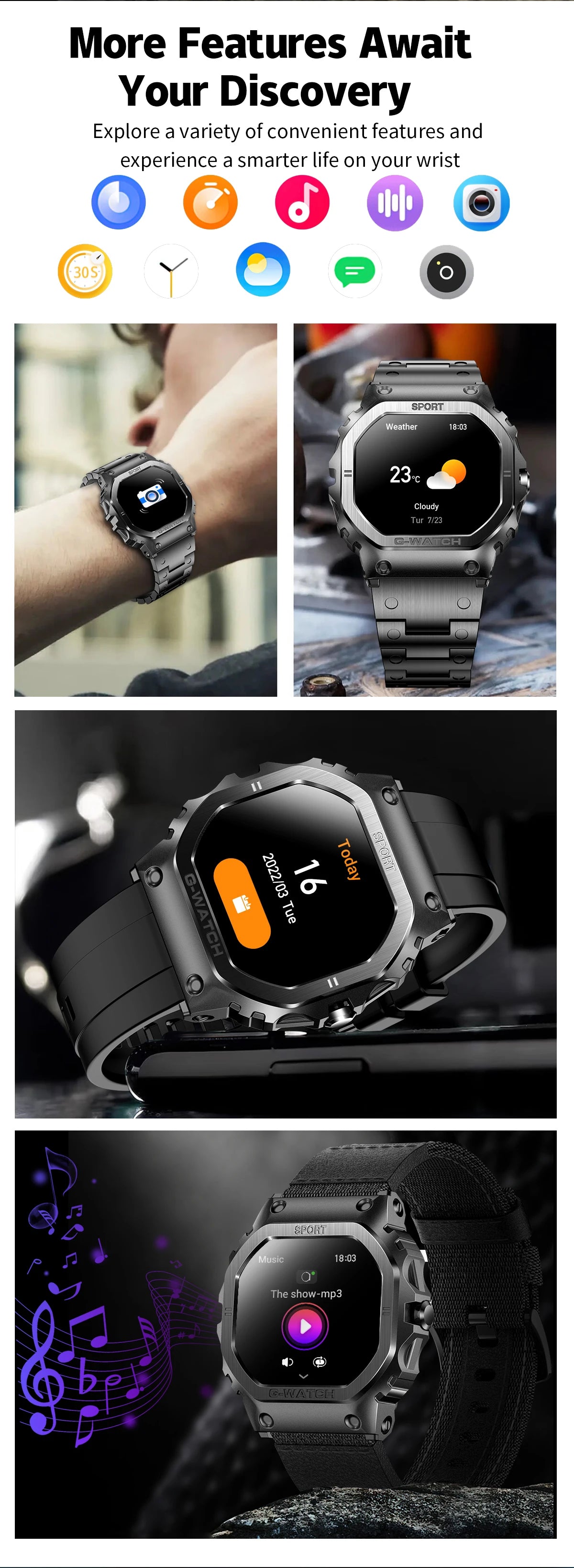 2024 New Military Smart Watch for Men 1.57 Inches Outdoor Sports Smartwatch with Answer/Make Call Compatible iPhone and Android