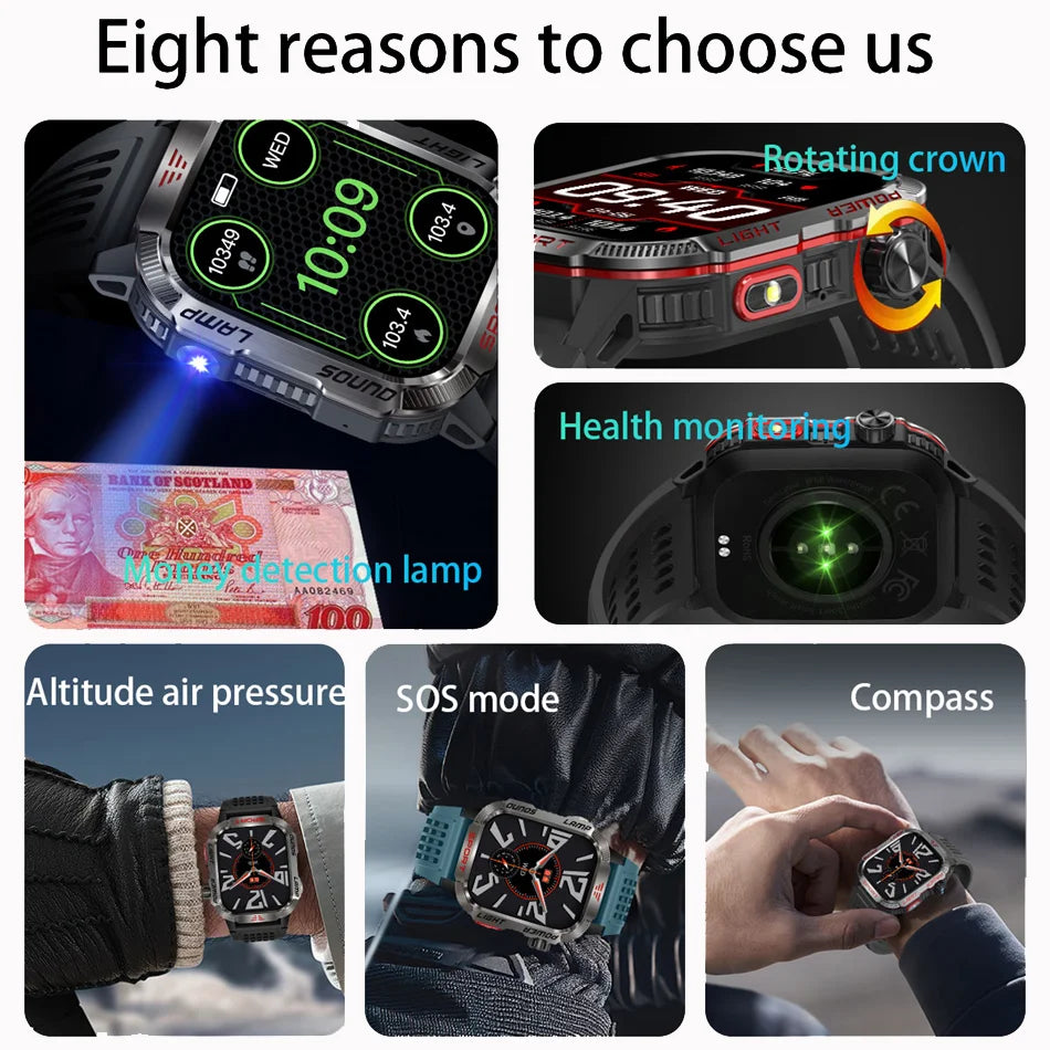 For Huawei Xiaomi New GPS Sports Smart Watch Men 2.01 inch Outdoor Compass Fitness 600 mAh Battery Voice Calling Smartwatch 2024