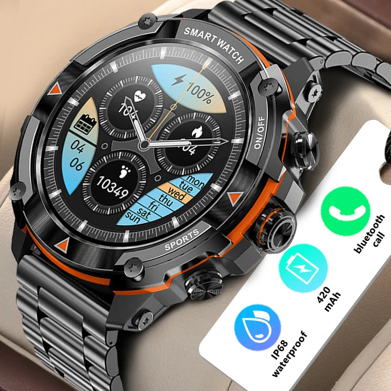 2024 New Men Smartwatch outdoor sports smart watch Bluetooth call IP68 waterproof health monitoring watch adult 420 mAh battery