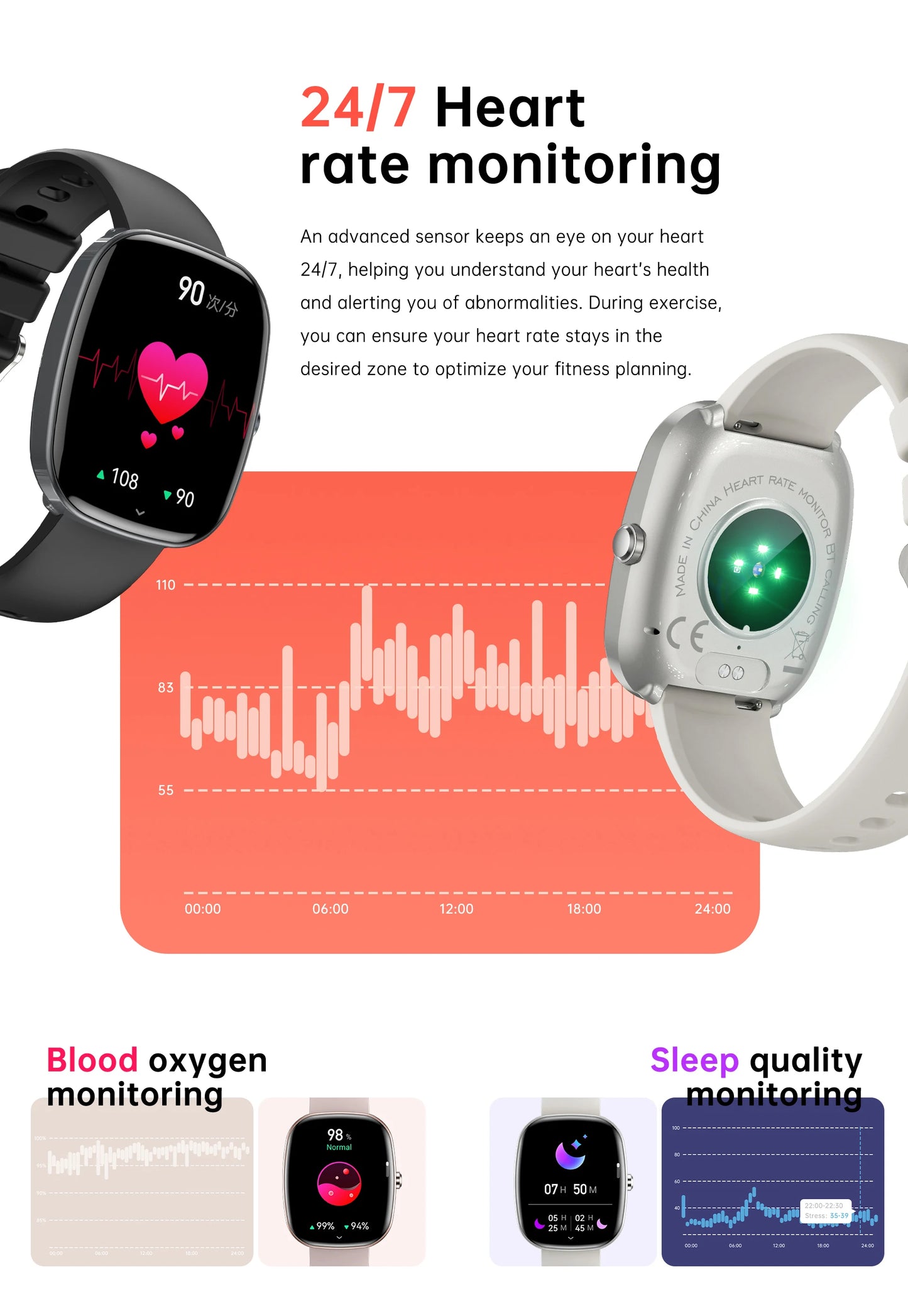 2024 Bluetooth Call Smart Watch NFC Function Weather display  Waterproof Sport Watch For Women Men Blood pressure Smartwatch