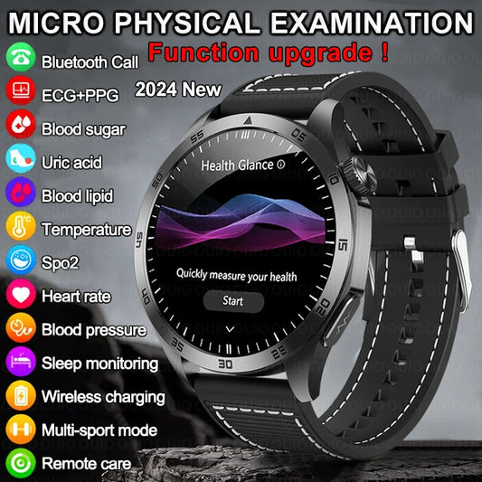 2024 New Medical High-end Blood Sugar Smart Watch Men Organ testing Blood Fat Uric acid ECG+PPG Health smartwatch For Huawei IOS