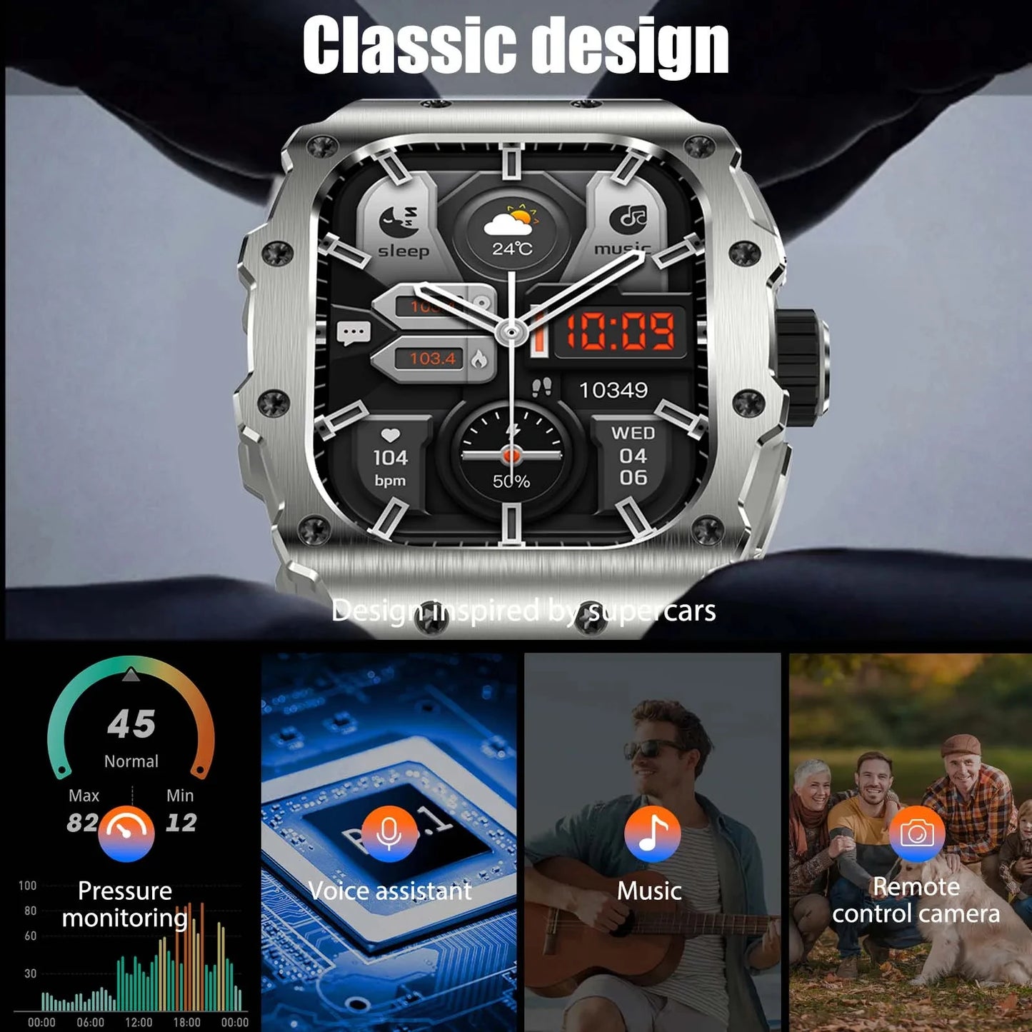 VWAR TANK M3 Pro Smart Watch Men AMOLED AOD Bluetooth Call Men's Sport Smartwatch IP68 Waterproof for Android IOS Business Clock