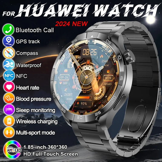 2024 New For HUAWEI Outdoor Sports Smart Watch Men 1.85 inch AMOLED GPS NFC Compass Heart rate Bluetooth call Fitness Smartwatch