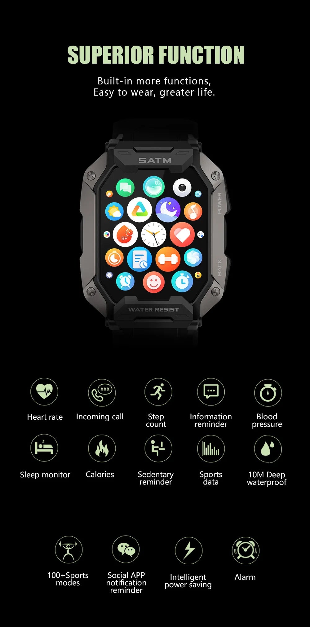 2024 New Waterproof 1.81 HD Color Screen Smartwatch Bluetooth Call Smartwatch Sports Health Monitoring Smartwatch For Man