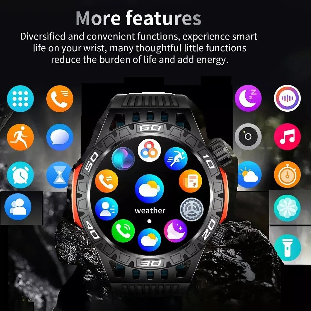 New Smart Watch Men With LED Flashlight Sports Fitness Watch IP68 Waterproof Health Monitoring Bluetooth Call Smartwatch 2024