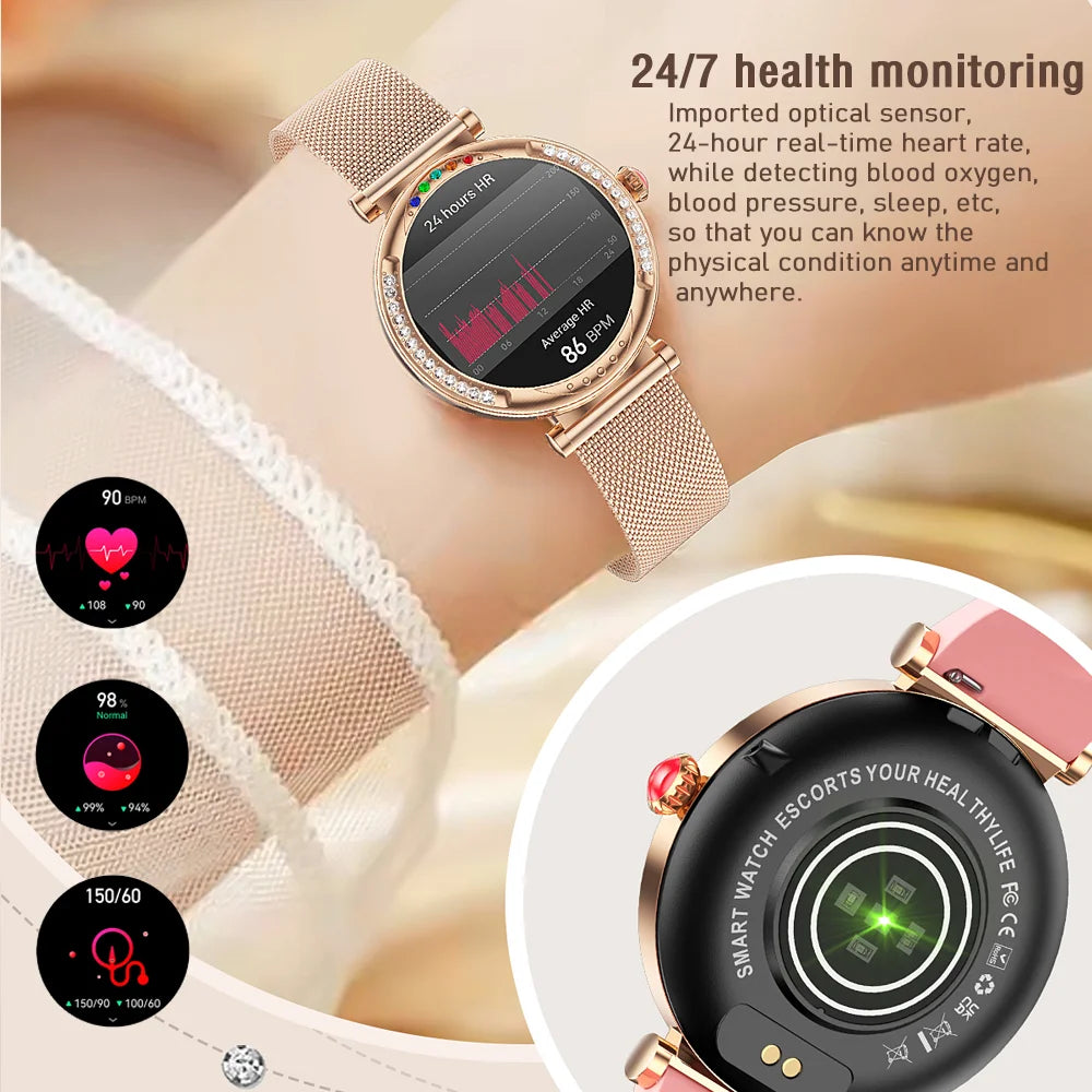 For Android Xiaomi Smart Watch Women Heart Rate Sports Fashion Ladies Bracelet Bluetooth Call Waterproof Smart Watch 2024 New