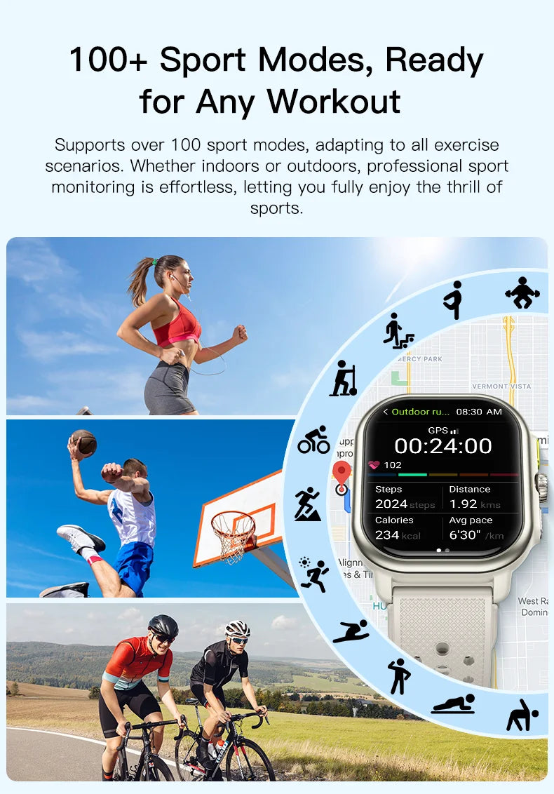 IUTECH P106 Smart Watch for Men Women 2024 2.06"GPS Bluetooth Call Watches Waterproof Sports Electronic Smartwatch Wrist Watches