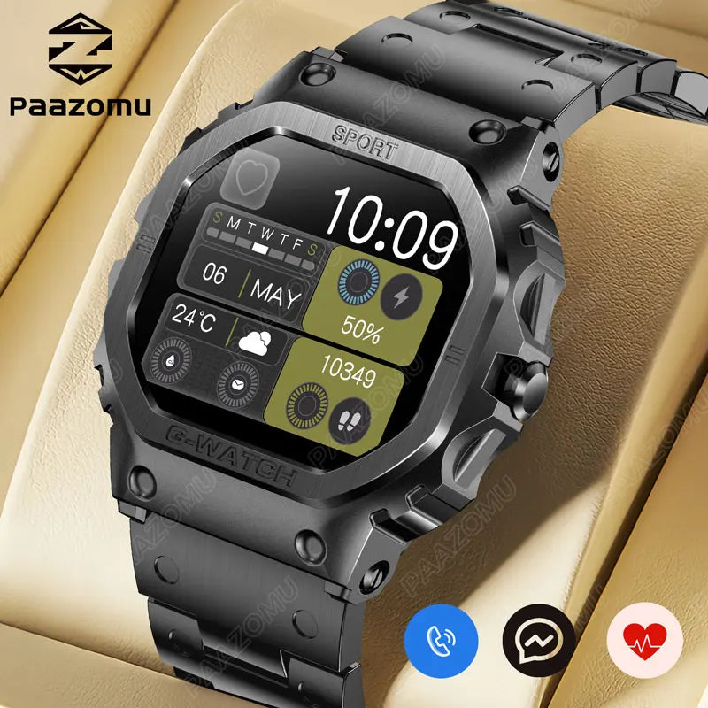 2024 New Military Smart Watch for Men 1.57 Inches Outdoor Sports Smartwatch with Answer/Make Call Compatible iPhone and Android