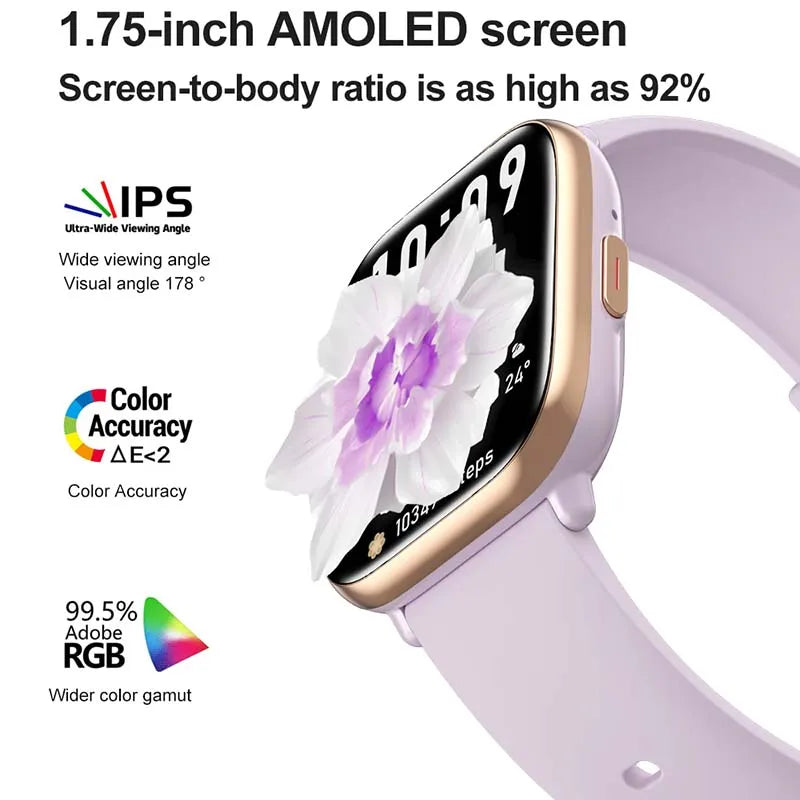 2024 New AMOLED HD Screen Smartwatch Women Men Bluetooch Call IP68 Waterproof NFC Wireless charging Smartwatch For Android IOS