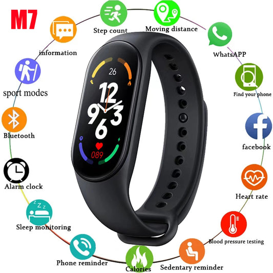 M7 Smart Wristband Heart Rate Blood Pressure Monitoring Smart Watch Men Women Fitness Tracker Watch Waterproof Sports Smartwatch