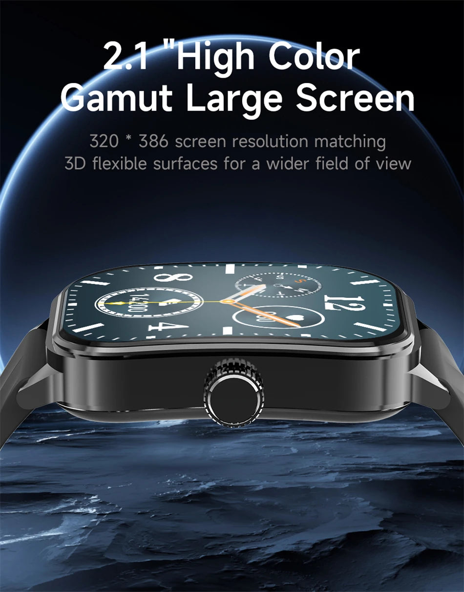 LIGE 3D Flexible Surface Men Smart Watch 2.1-inch HD Screen Bluetooth Call Watches Waterproof Sports Smartwatch For Man 2024 New