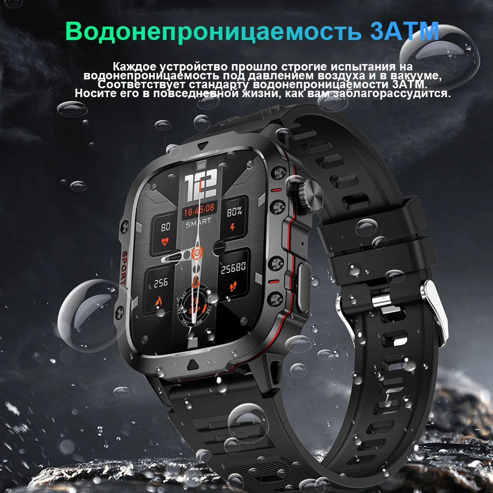 2024 New For Xiaomi Rugged Man Black Smart Watch Waterproof Sport Smartwatch Outdoor Bluetooth Call  Healthy Sports Watches