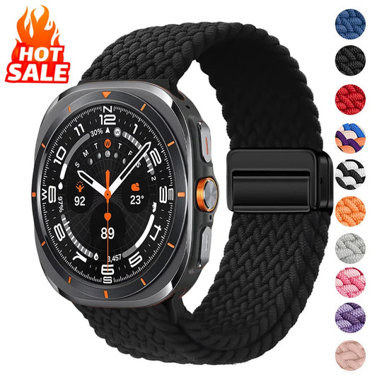 Braided Solo Loop For Samsung Galaxy Watch Ultra Strap 47mm Accessories Magnetic Bracelet Galaxy Watch 7 Ultra Band 47mm band