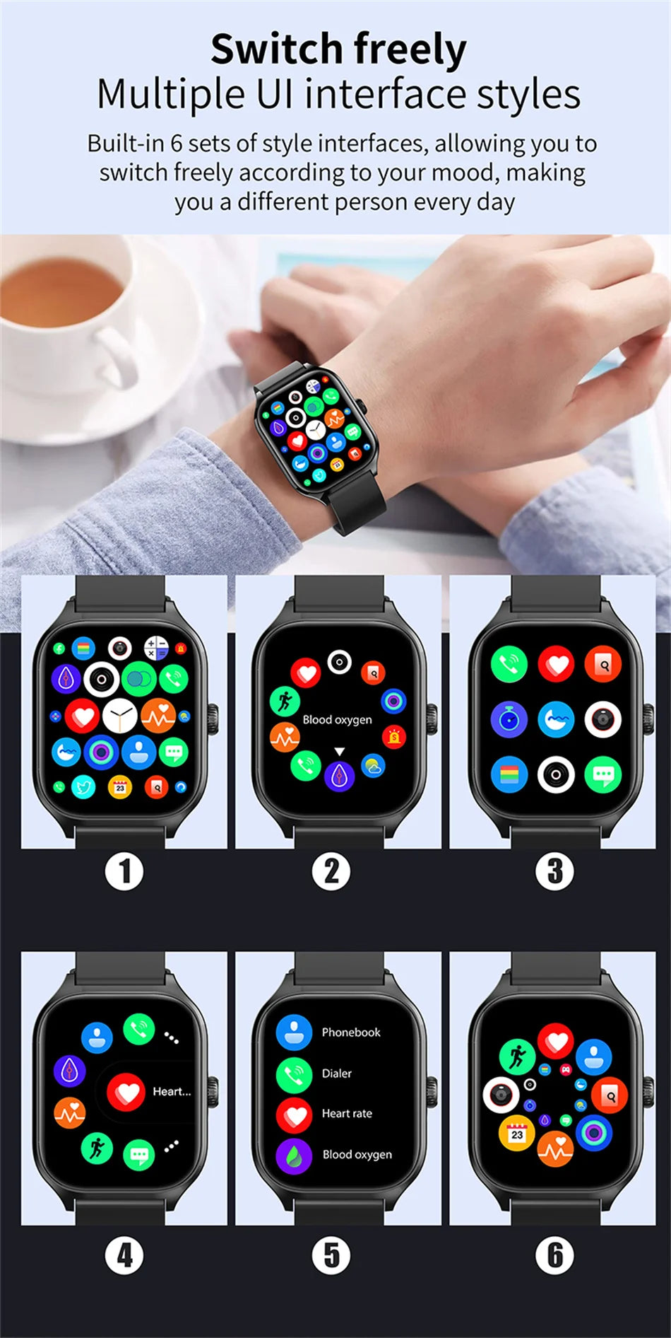 For Android IOS Watch 2.3 INCH Color Screen Full Touch Custom Dial Smart Watch Women Bluetooth Call 2024 NEW Smart Watch Men