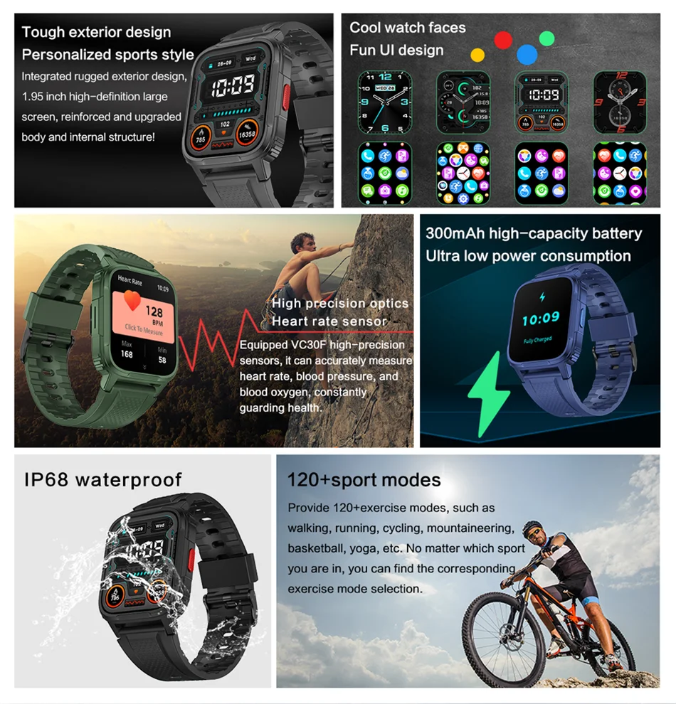 For HUAWEI Xiaomi 1.95INCH GPS Smartwatch Men Women Outdoor Waterproof Watch HD Screen 120+ Sport Mode Smart Watch Man 2024 NEW