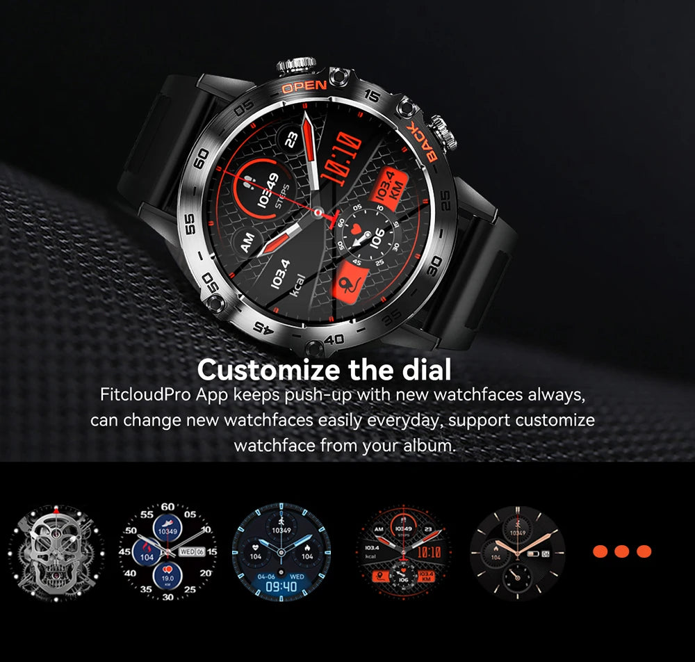 MEVADEN Steel 1.39 Bluetooth Call Smart Watch Men Sports Fitness Tracker Watches IP67 Waterproof Smartwatch for Android IOS K52