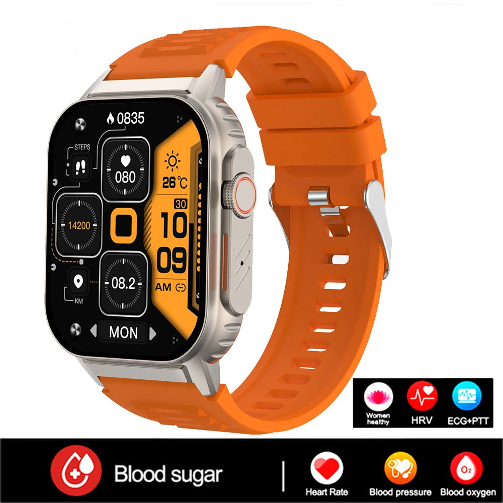 2024 NEW Blood Glucose Smartwatch HRV Heath Monitoring Blood Pressure Heart Rate Sports Bluetooth Call Answer Smart Watch