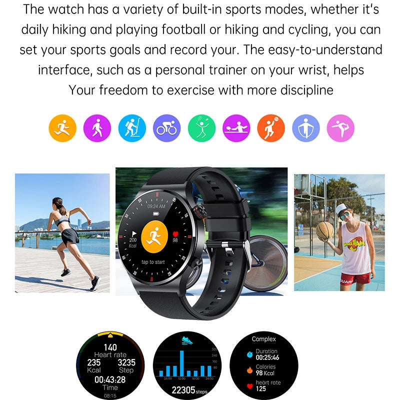 GPS ECG+PPG Bluetooth Call Smart Watch Men 2024 Sports Bracelet NFC Waterproof Custom Watch Face Men SmartWatch For IOS Android