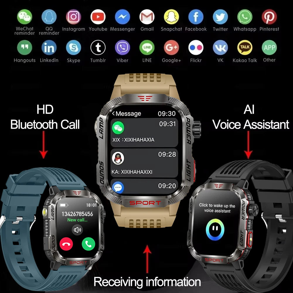 2024 For Xiaomi New Rugged Military GPS Smart Watch Men Bluetooth Call AI Voice 600mAh Battery Sports 5ATM Waterproof Smartwatch