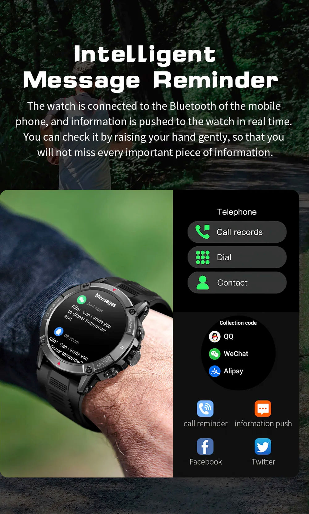 New Men Outdoor Sports Compass Smart Watch Blue Tooth Call Bracelet Health Monitoring 400mAh Battery Waterproof 2024 Smartwatch