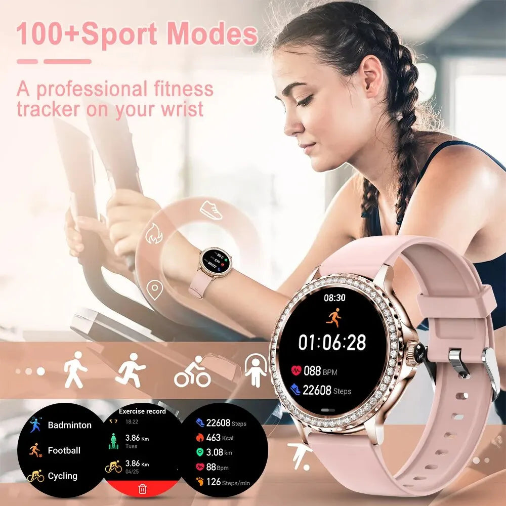 MEVADEN Rosegold Smart Watch For Lady Bluetooth Call 100+Sports Mode Fitness Women Smartwatch DIY Dials For IOS Android NX19