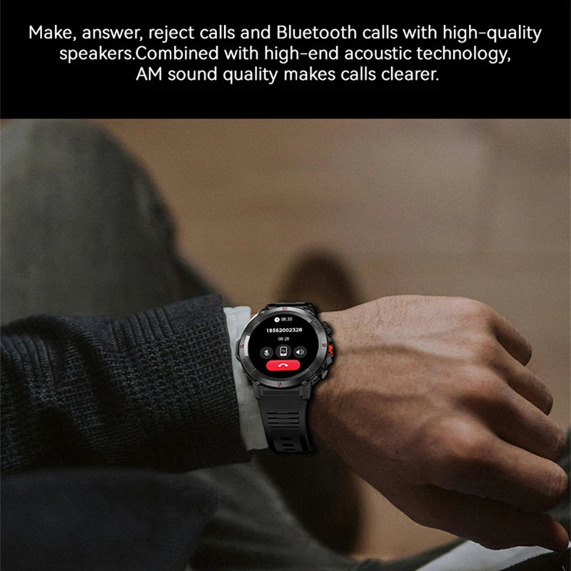 For HUAWEI Xiaomi 1.43" Flashlight Bluetooth Call Smart Watch Men Women GPS Sport Track IP68 Waterproof Smartwatch Man 2024 New