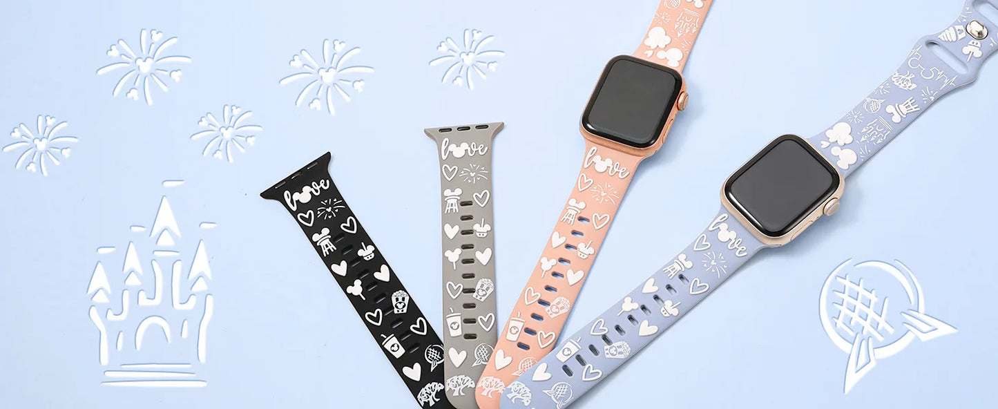 Wearlizer 3D Cartoon Band for Apple Watch Band 41/40/38/49/45/44/42mm Cute Two-Tone Silicone Strap for iWatch SE 9 8 7 6 5 Ultra