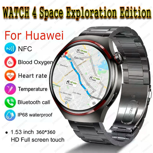 For Huawei Watch 4 Pro Smartwatch 2024 New Titanium 46mm AMOLED GT4PRO NFC Compass Bluetooth Call mart Watch Men Women For IOS