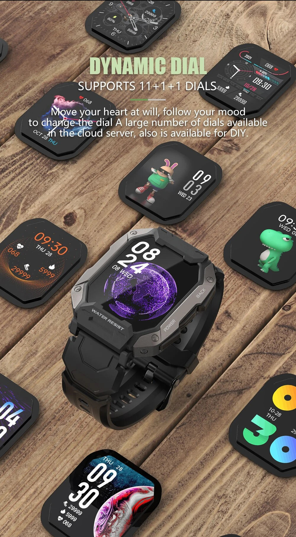 2024 New C20 Smartwatch Men 1.69 Inch HD Screen Bluetooth Call Sport Fitness 5ATM Waterproof Tracker Sleep Monitor Smart Watch