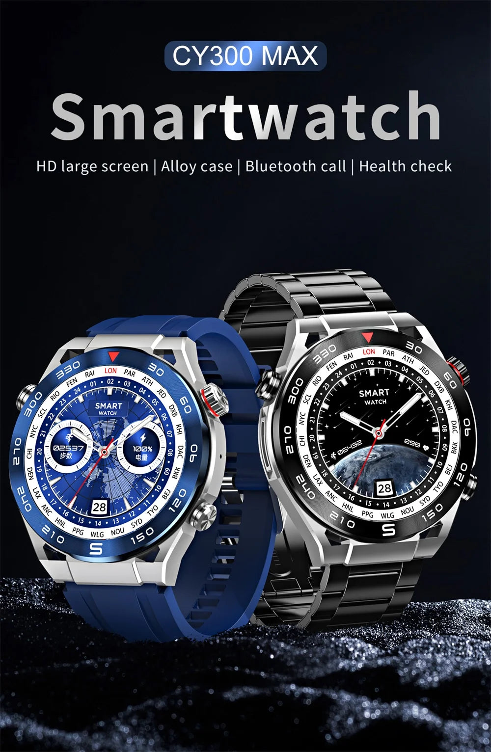 1.6" Blue Tooth Call Men Smart Watch Sports Fitness NFC Wireless Charge Health Watches Compass Waterproof Music 2024 Smartwatch