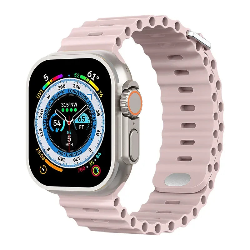 Ocean Silicone Band for Apple Watch Ultra 2 49mm 45mm 41mm 42mm 40mm Sport Bracelet iWatch Series Ultra 9 8 7 6 4 SE2 44mm Strap