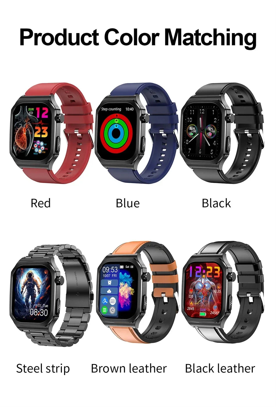 2024 Blood Glucose Uric Acid Blood Lipid Smart Watch AI Diagnostics ECG+PPG Smartwatch Men AMOLED HD Screen Clock Bluetooth Call